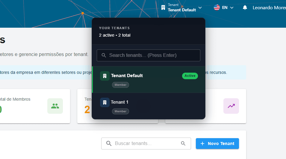 Alternando entre Tenants no Go AMS