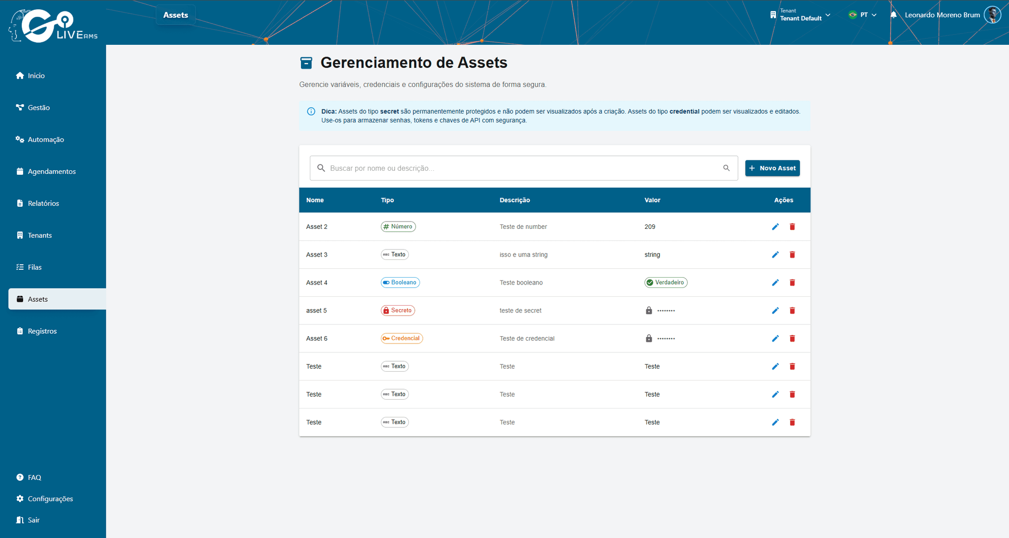 Assets no Go AMS - recursos compartilhados